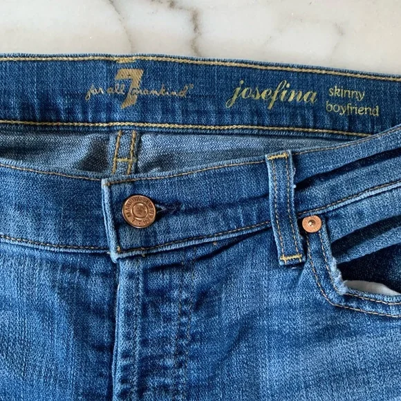 7 for all man kind jean, josefine destroy skinny boyfriend, size 28 - Picture 1 of 11